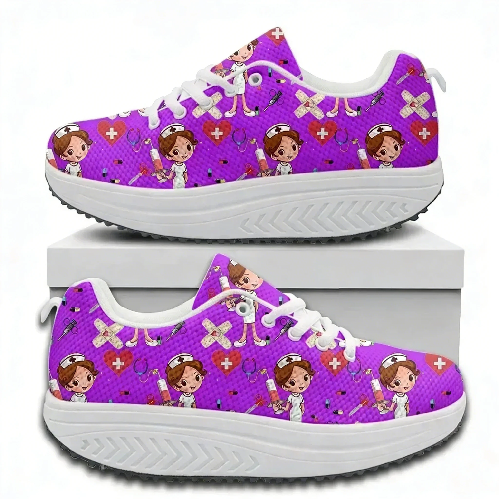 快適なレースアッププラットフォームスニーカー、医療看護師プリ - Sneakers Care のレビューと価格
