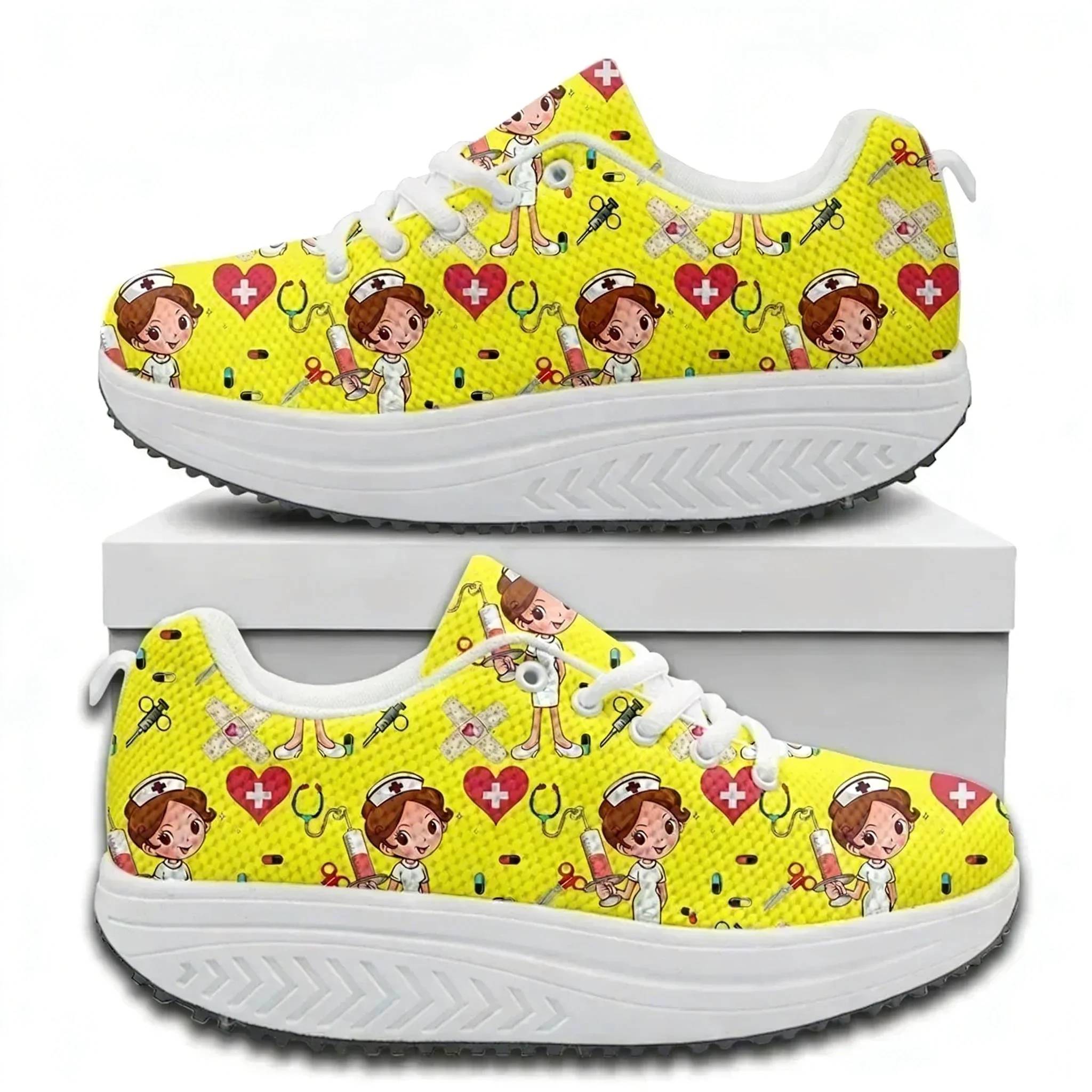 快適なレースアッププラットフォームスニーカー、医療看護師プリ - Sneakers Care のレビューと価格