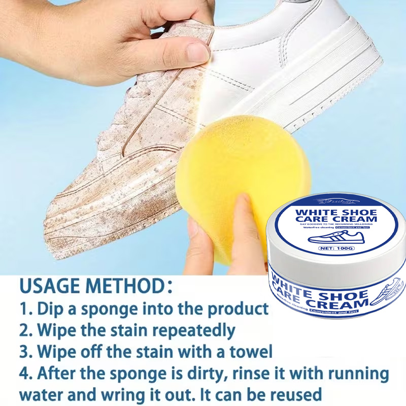 ホワイトスニーカーケアクリーム（スポンジ付き）：黄ばみを除去 - Sneaker Care Whitener のレビューと価格